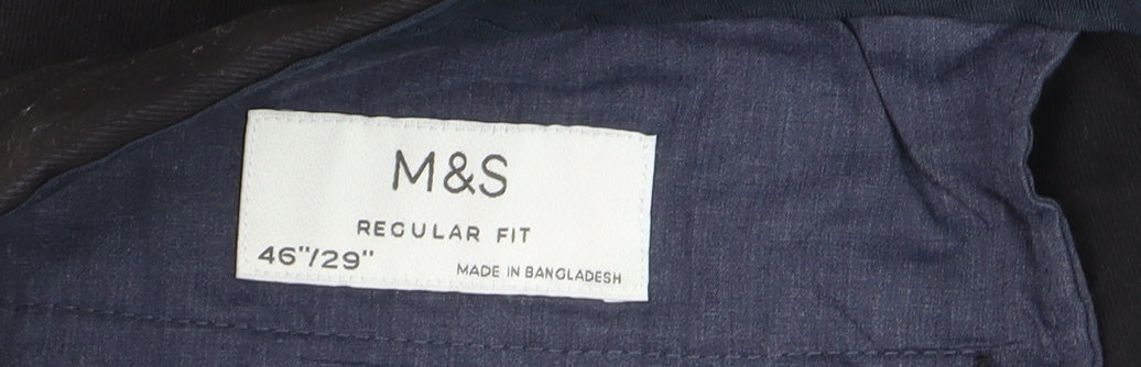 Mens UK Size 46 Marks and Spencer Regular Fit Chino Black Trousers