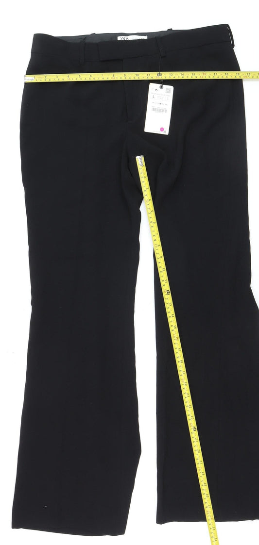 Womens UK Size L Zara Regular Fit Business Casual Formal Workwear Black Trousers