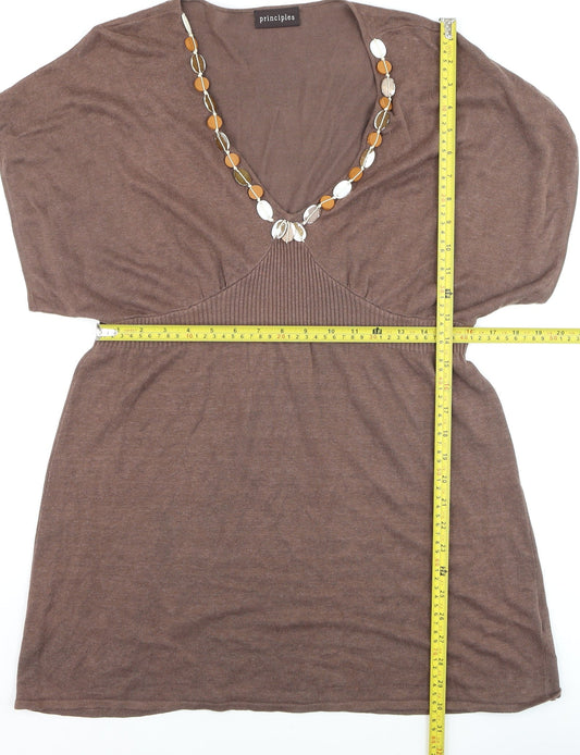 Womens UK Size M Principles Brown Tunic Blouse