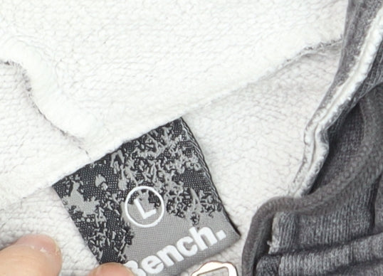 Bench Men's Grey Full Zip Hoodie Size L Cotton Fleece
