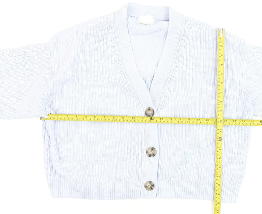 H&M Women’s White XL Chunky Knit V-Neck Button Cardigan