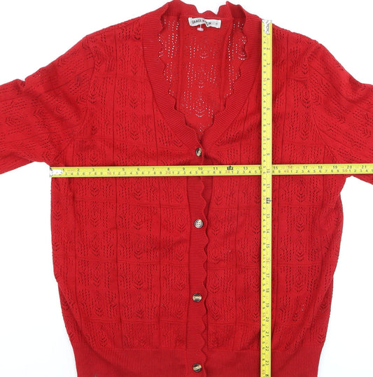 Womens UK Size XL Grace Karin Red Cardigan Jumper