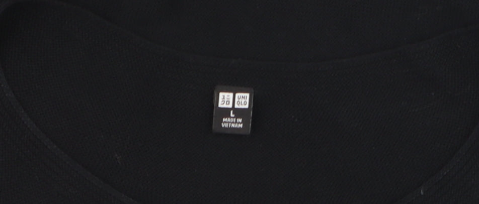 Uniqlo Women Black L Crew Neck Long Sleeve Cotton Pullover Jumper