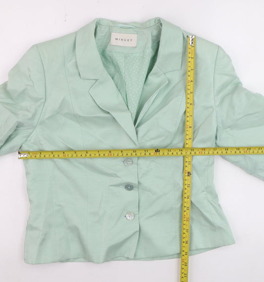 Minuet Women’s Mint Green Blazer UK 12 3/4 Sleeve Classic Formal Jacket
