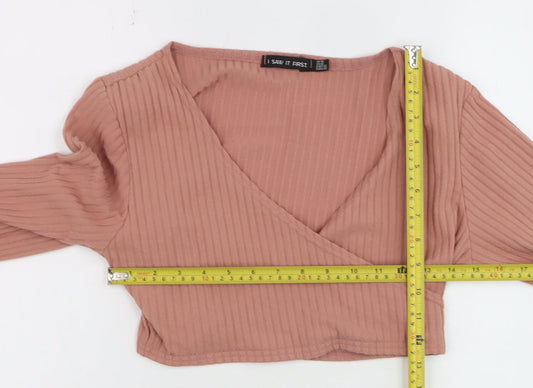 Womens UK Size 14 I SAW IT FIRST Pink Cropped T-Shirt