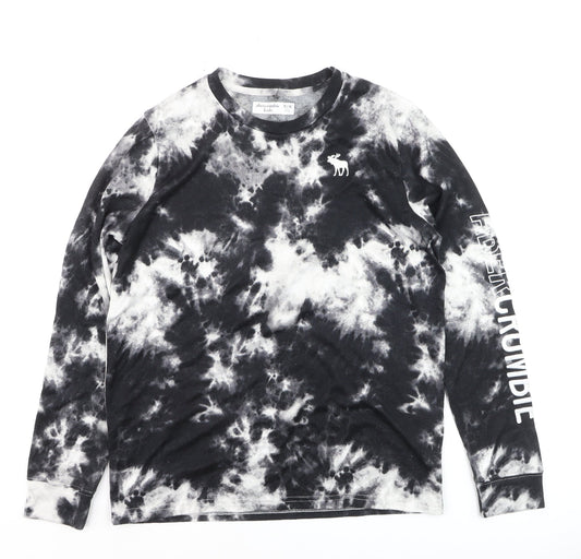 Abercrombie Kids Boys Black Tie-Dye Long Sleeve Cotton T-Shirt 15-16 Years