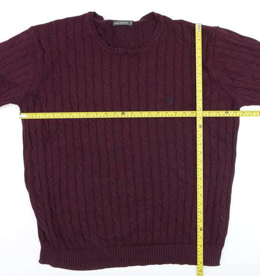 French Connection Men's Purple 3XL Cable-Knit Cotton Jumper