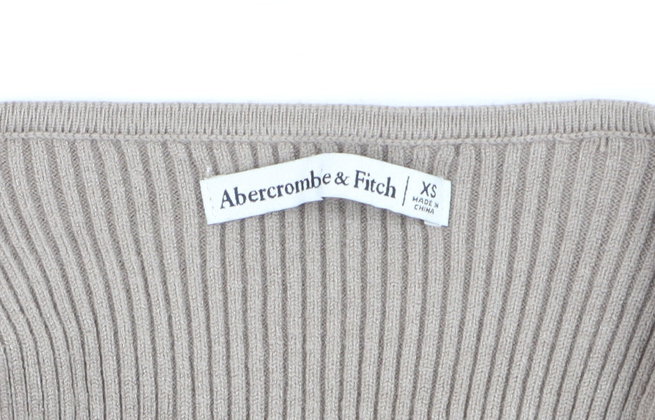 Womens UK Size XS Abercrombie & Fitch Beige Cropped Blouse