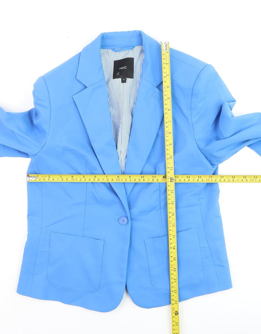 Next Women’s Blue Cotton-Blend Blazer Size 10 Smart Work Jacket
