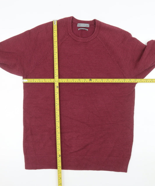 Mens UK Size M Marks and Spencer Red Pullover Jumper