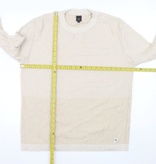 Mens UK Size XL River Island Beige Pullover Jumper