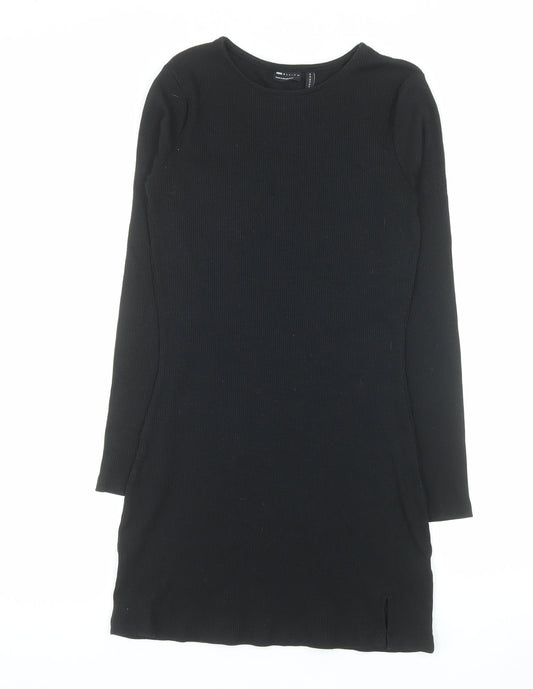 Additional front view of ASOS Women Black, size 14, Bodycon Long Sleeve Knit Dress