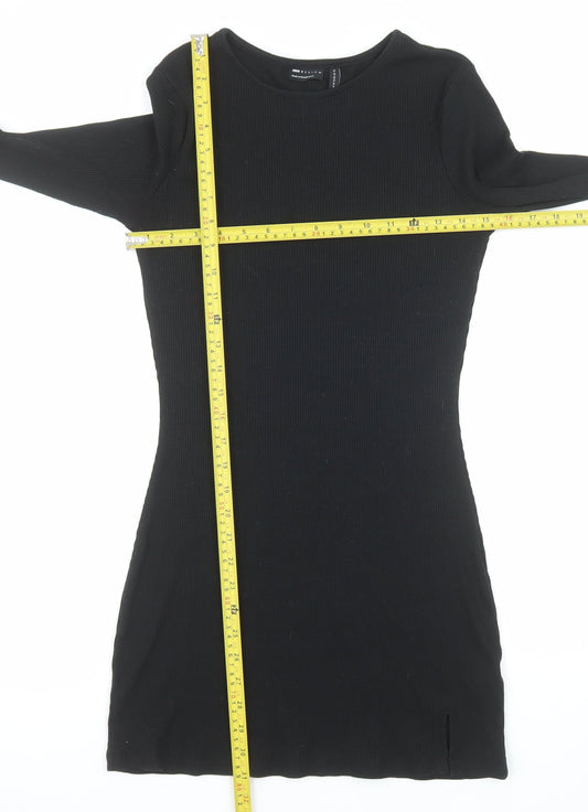 ASOS Women Black Size 14 Bodycon Long Sleeve Knit Dress