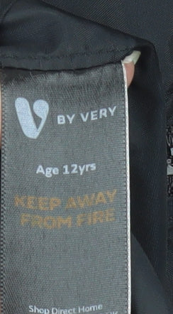 Additional view of Very girls’ black bomber jacket 12 years lined full zip casual outerwear