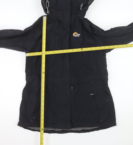 Lowe Alpine Women’s Black Waterproof Hooded Jacket UK 14 Outdoor Nylon Coat