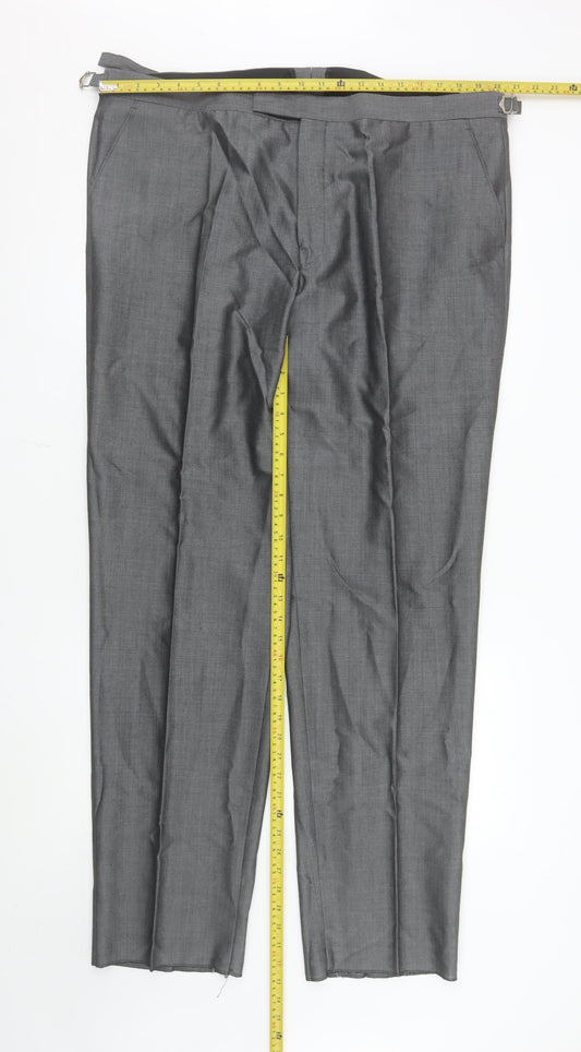 Mens UK Size 42L Torre Regular Fit Dress Pants Grey Trousers