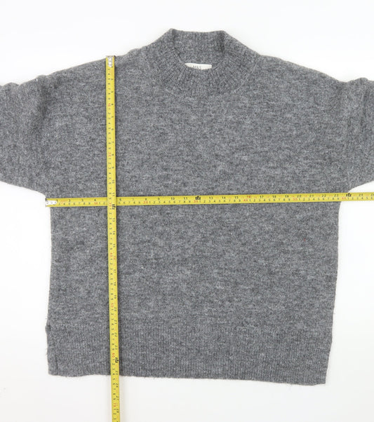 Marks and Spencer Women's Grey Wool Blend Mock Neck Jumper L