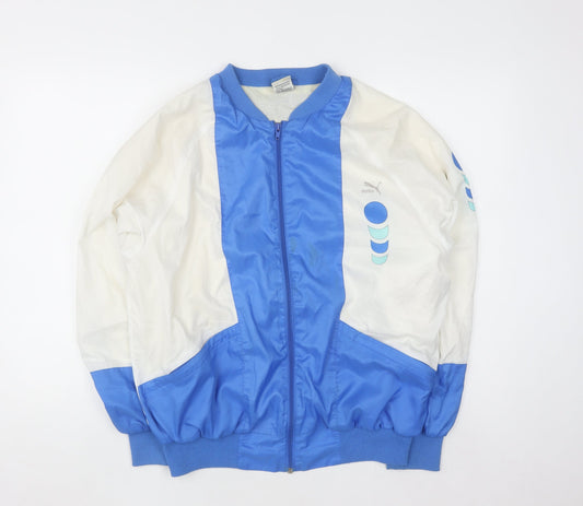 Additional front view of Puma women’s blue track jacket, size UK 10, lightweight retro sportswear