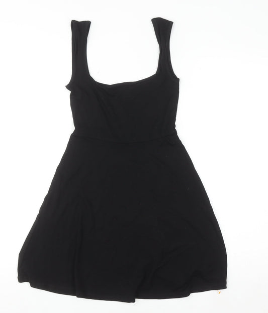 Additional front view of ASOS DESIGN Women's Black Scoop Neck Jersey Tank Dress, size 6