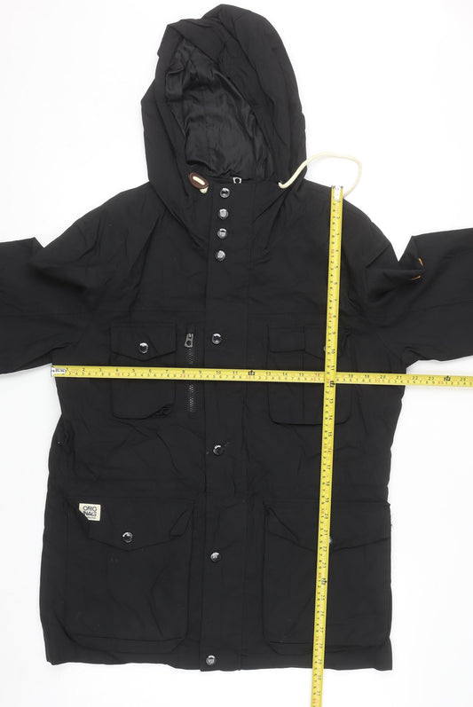 Jack & Jones Men's Black L Hooded Parka Jacket - Lined Waterproof Style