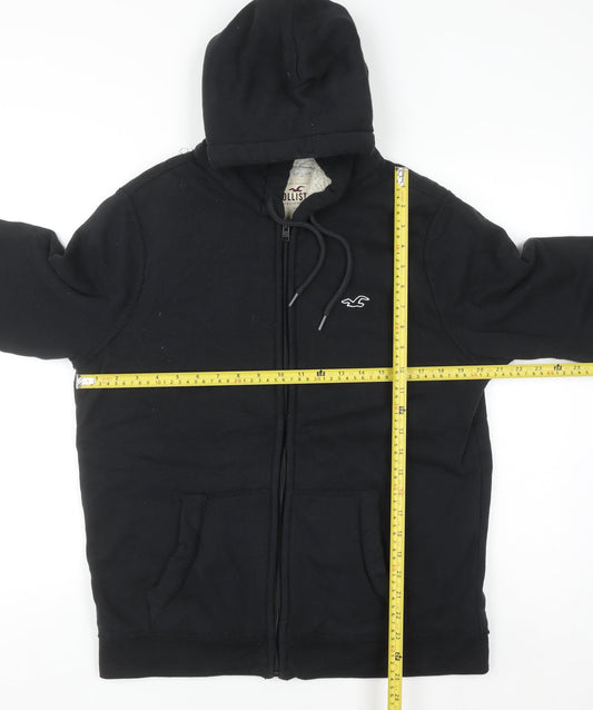 Hollister Women Black Medium Full Zip Hooded Sweatshirt Lined
