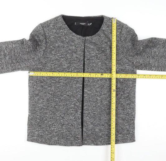 Mango Women Grey Regular Fit Tweed Blazer Jacket Size 8