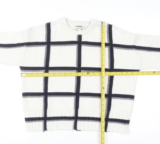Marks and Spencer Women White Check Knit Pullover Jumper M