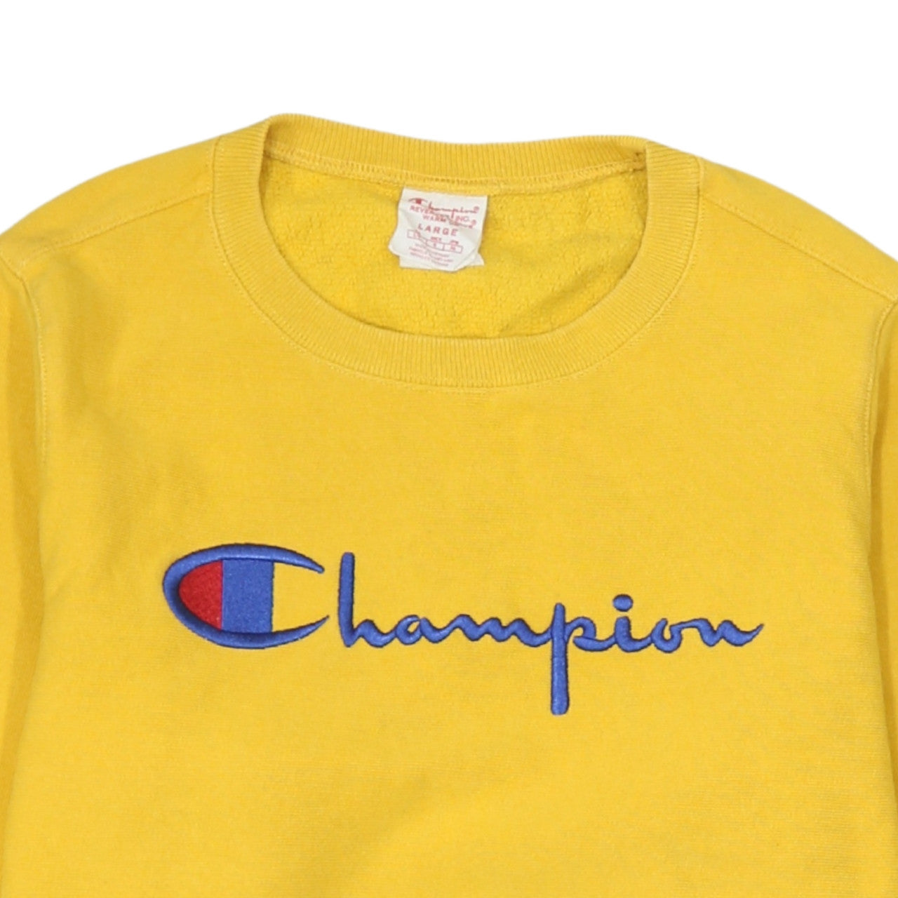 Mens UK Size L Champion Yellow Pullover Sweatshirt
