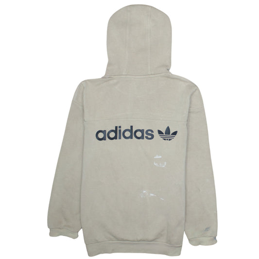 Adidas Boys Beige Hooded Pullover Hoodie XL 15-16 Years Logo Print