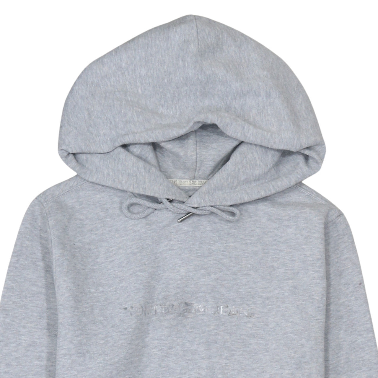 Tommy Jeans Men Grey Pullover Hoodie L Classic Logo Cotton Blend