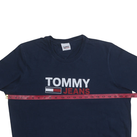 Tommy Jeans Mens Navy Long Sleeve Crew Neck Cotton T-Shirt L