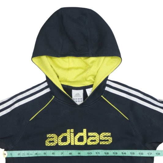 Adidas Boys Black Pullover Hoodie Size 11-12 Years Logo Striped Design