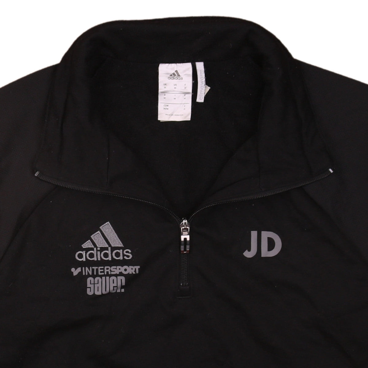 Brand and care label for Adidas Men’s Black 1/2 Zip ClimaWarm Sweatshirt M Sports Top