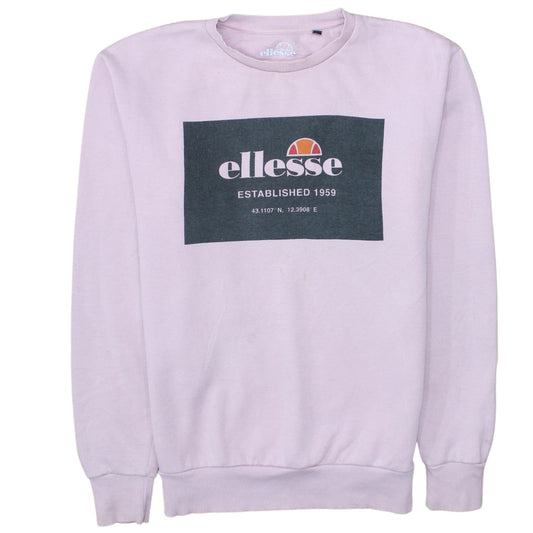 Additional front view of Ellesse women’s pink crew neck logo sweatshirt, size M
