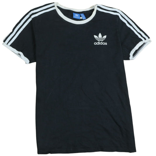 Womens UK Size 8 adidas Black Ringer T-Shirt