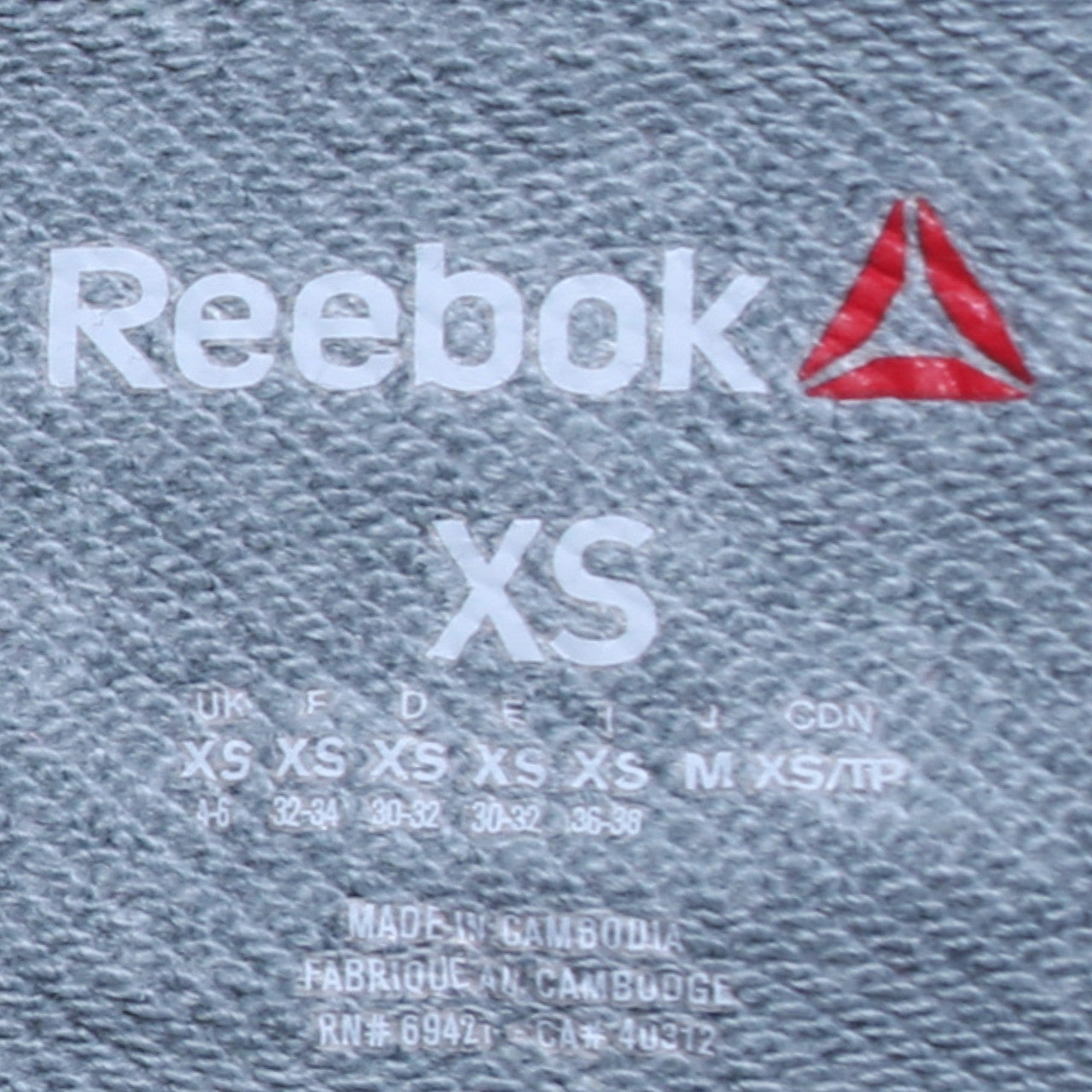 Mens UK Size XS Reebok Grey Pullover Hoodie