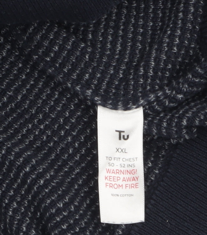 Mens UK Size 2XL TU Blue Half Zip Jumper