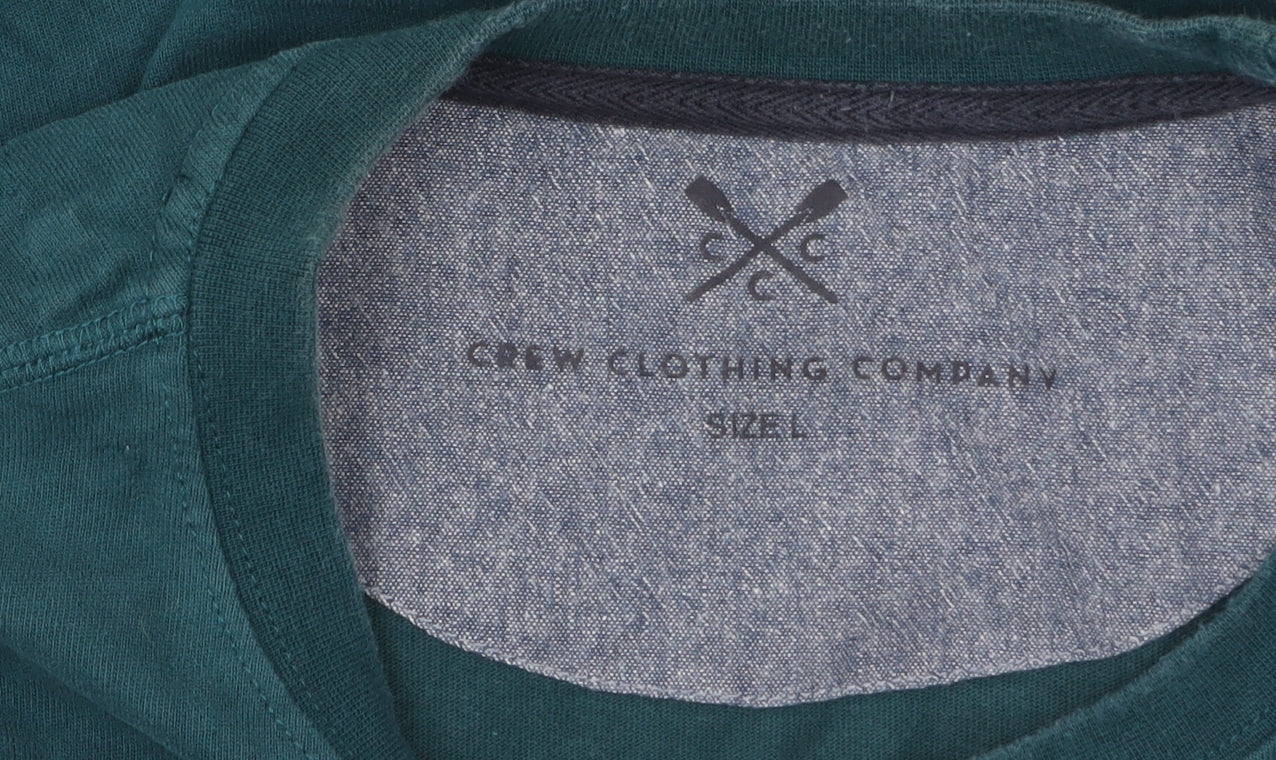 Crew Clothing Company Men's Green Long Sleeve Cotton Top L