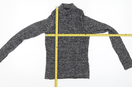 Monki Women's Grey Roll Neck Slim Knit Jumper Size S