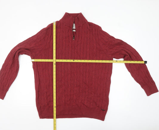 Mens UK Size XL White Stuff Red 1/2 Zip Jumper