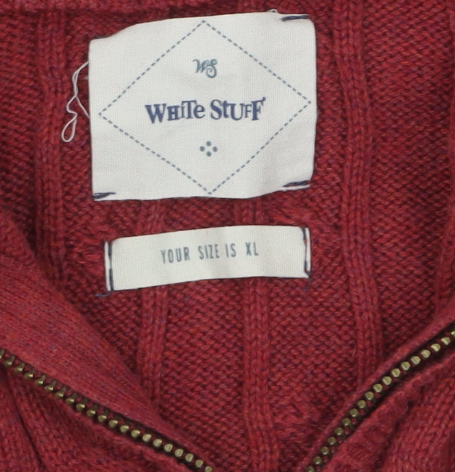 Mens UK Size XL White Stuff Red 1/2 Zip Jumper