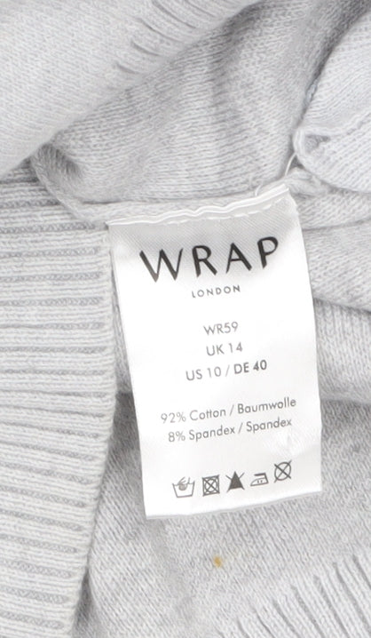 Womens UK Size 14 Wrap London Grey Pullover Jumper