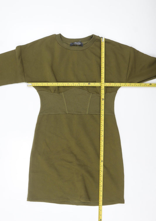 Primark Women’s Green Sweatshirt Dress Size 10-12 Casual Long Sleeve