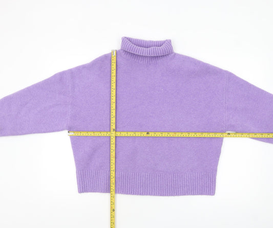 ZARA Women Purple Wool Blend Roll Neck Jumper Size 8