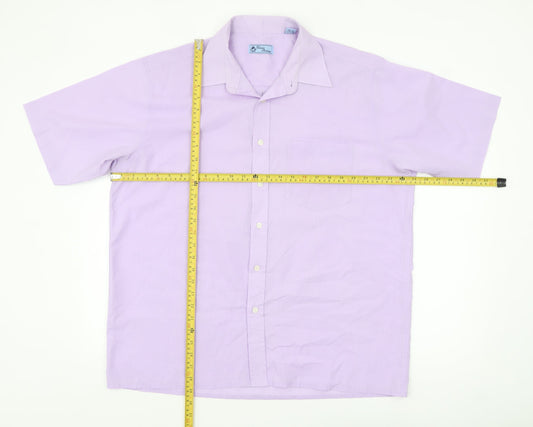 Classic Shirtings Men's Purple Short Sleeve Regular Fit Dress Shirt L