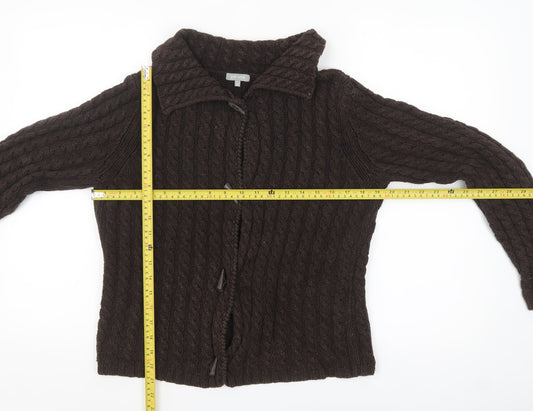 Marks and Spencer Per Una Women's Brown Collared Cable Knit Cardigan Size 12