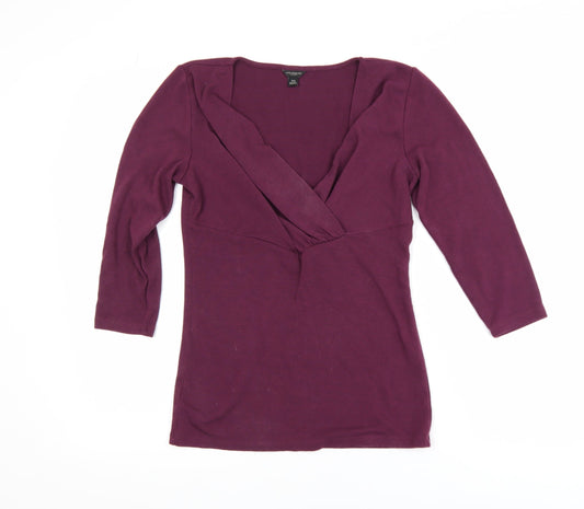 Ann Taylor Women’s Purple Wrap Blouse XS 3/4 Sleeve V-Neck Top