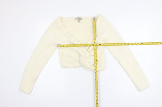 ASOS Womens Ivory Long Sleeve Twist Front Knit Cardigan UK 12