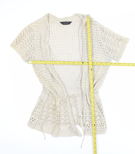Dorothy Perkins Women Beige Open Knit Cardigan Size 12 Cotton Blend