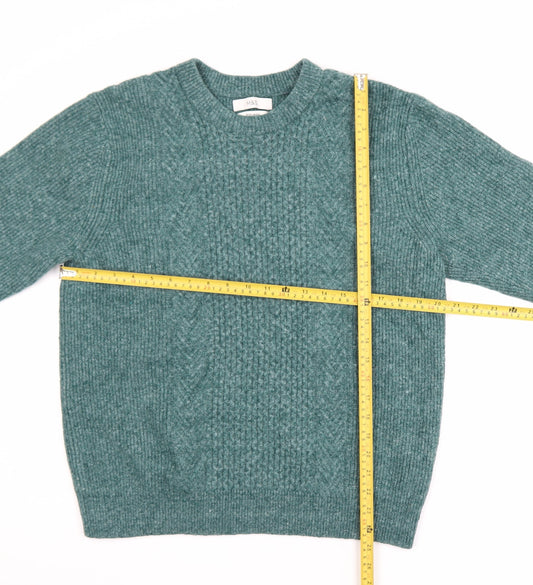 Marks and Spencer Men's Green Cable-Knit Wool Blend Jumper L